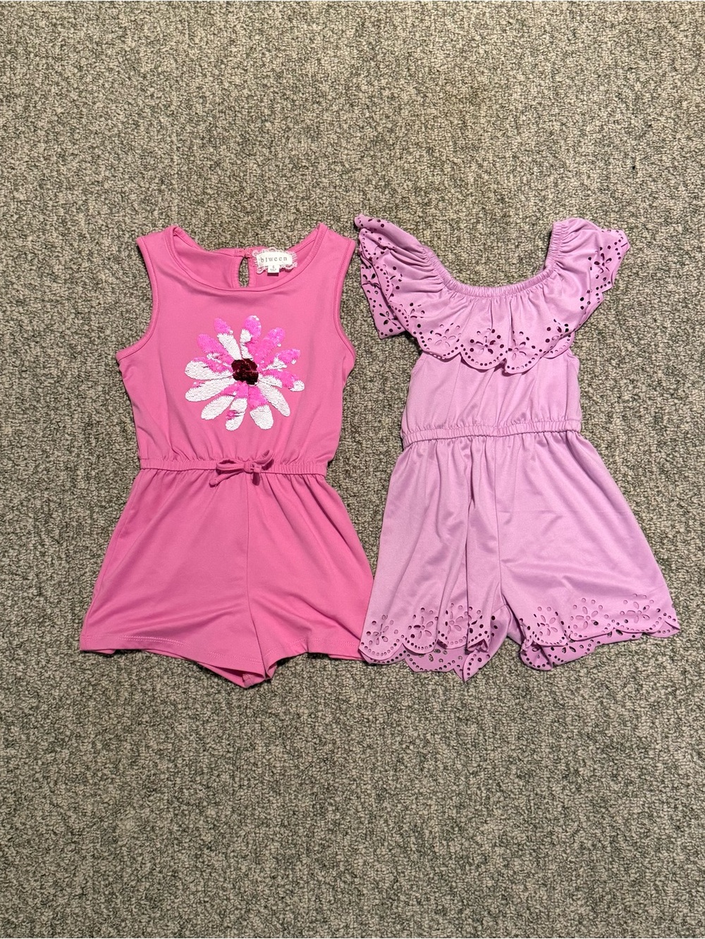 Pink & Lilac Girls' Playful Romper Set